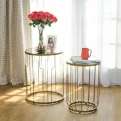 Nesting Tables Gold Mirrored - HomePop 5 Nesting Tables Gold Mirrored - HomePop -Side Tables Sales unnamed file 9058