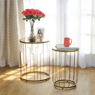 Nesting Tables Gold Mirrored - HomePop 4 Nesting Tables Gold Mirrored - HomePop - Image 2