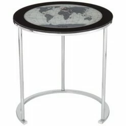Studio 55D Modern Chrome Plated Metal Round 2-Piece Nesting Tables Set Silver Glass Tabletop Moon Stand for Living Room Home House -Side Tables Sales unnamed file 9077