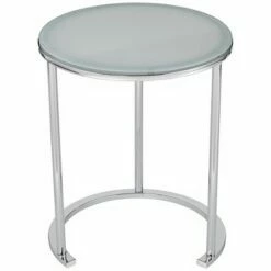 Studio 55D Modern Chrome Plated Metal Round 2-Piece Nesting Tables Set Silver Glass Tabletop Moon Stand for Living Room Home House -Side Tables Sales unnamed file 9078