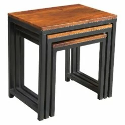 3pc Reclaimed Sheesham Wood and Iron Nesting Table Set Natural- Timbergirl -Side Tables Sales unnamed file 9127