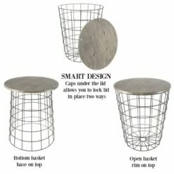 Hastings Home Farmhouse-Style Wire and Wood Nesting Tables - 2 Pcs, Gray -Side Tables Sales unnamed file 9134