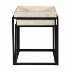 Set of 2 Ostinato Nesting Tables White/Black - Treasure Trove Accents