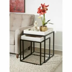 Set of 2 Ostinato Nesting Tables White/Black - Treasure Trove Accents -Side Tables Sales unnamed file 9164