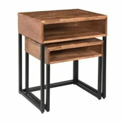 Set of 2 Giocoso Nesting Tables Brown/Black - Treasure Trove Accents