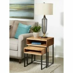 Set of 2 Giocoso Nesting Tables Brown/Black - Treasure Trove Accents -Side Tables Sales unnamed file 9168