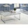 3pc Marisca Coffee Table Set White/Chrome - miBasics