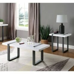 2pc Druse Coffee Table Set White/Black - miBasics