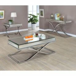 3pc Lila Occasional Table Set Chrome - HOMES: Inside + Out