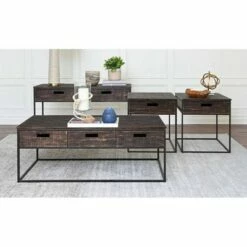 4pc Thomas Wood Table Collection Dark Brown - Abbyson Living