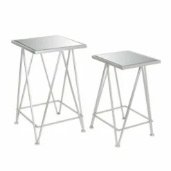 Set of 2 Contemporary Mirrored Side Tables - Olivia & May Silver -Side Tables Sales unnamed file 98