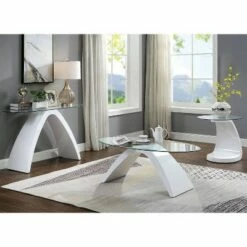 3pc Gummerton Glass Top Coffee Table Set - miBasics Black