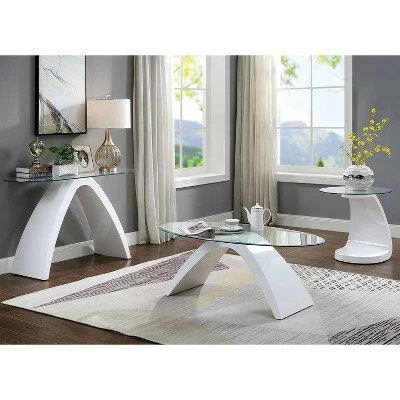 3pc Gummerton Glass Top Coffee Table Set - miBasics Black 3 3pc Gummerton Glass Top Coffee Table Set - miBasics Black