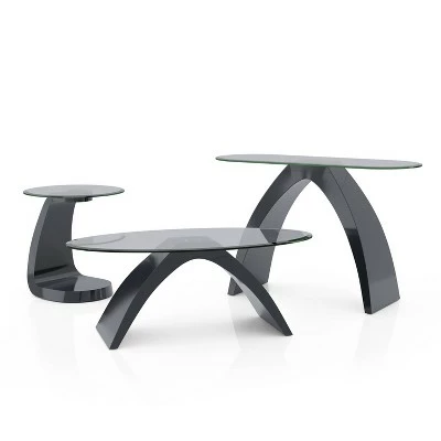 3pc Gummerton Glass Top Coffee Table Set - miBasics Black 8 3pc Gummerton Glass Top Coffee Table Set - miBasics Black - Image 6