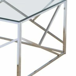 Set of 3 Industrial Tables with Open Geometric Base Silver/Clear - Benzara 7 Set of 3 Industrial Tables with Open Geometric Base Silver/Clear - Benzara -Side Tables Sales unnamed file 990